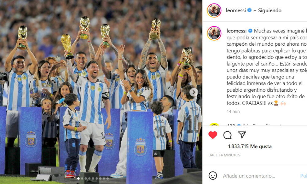 El emotivo posteo de Lionel Messi tras la fiesta de la selección argentina y el álbum de fotos que eligió de su noche más soñada