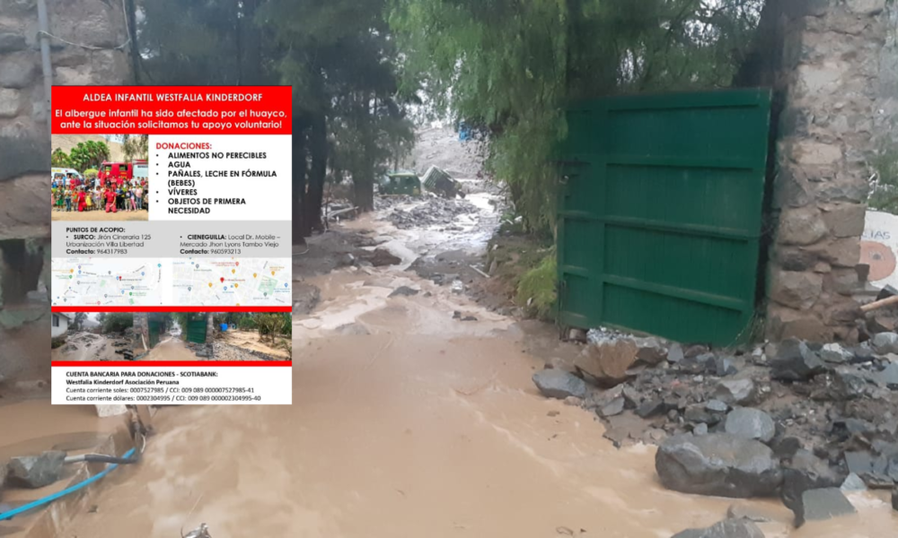 Aldea Infantil Wesfalia afectado por huaico en Cieneguilla: refugio fue inundado y piden donaciones para bebés y niños