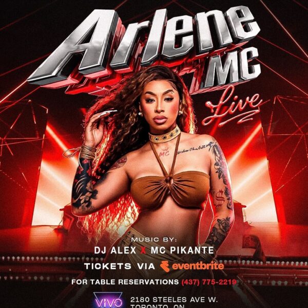 Afiche de Arlene MC Live en Toronto el viernes 2 de octubre en VIVO