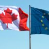 Banderas de Canadá y la Unión Europea