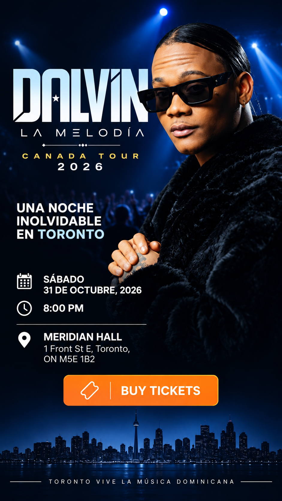 Dalvin “La Melodía” en Toronto — sábado 31 de octubre, Meridian Hall