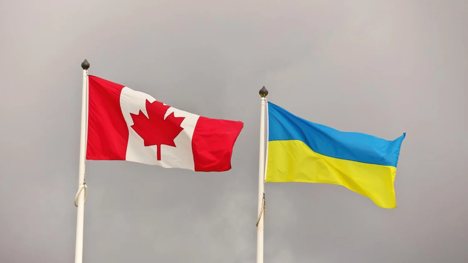 Banderas de Canadá y Ucrania