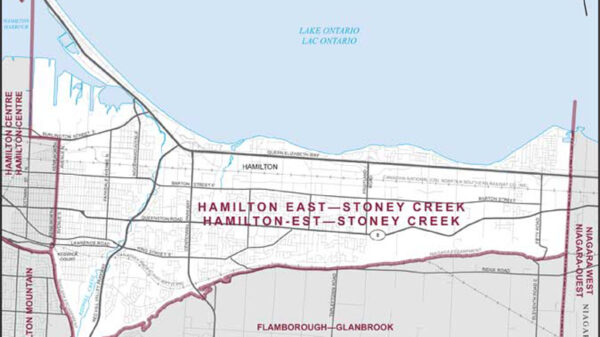 Mapa de la circunscripción Hamilton East–Stoney Creek