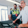 Luis Abinader durante una prueba del Monorriel de Santiago