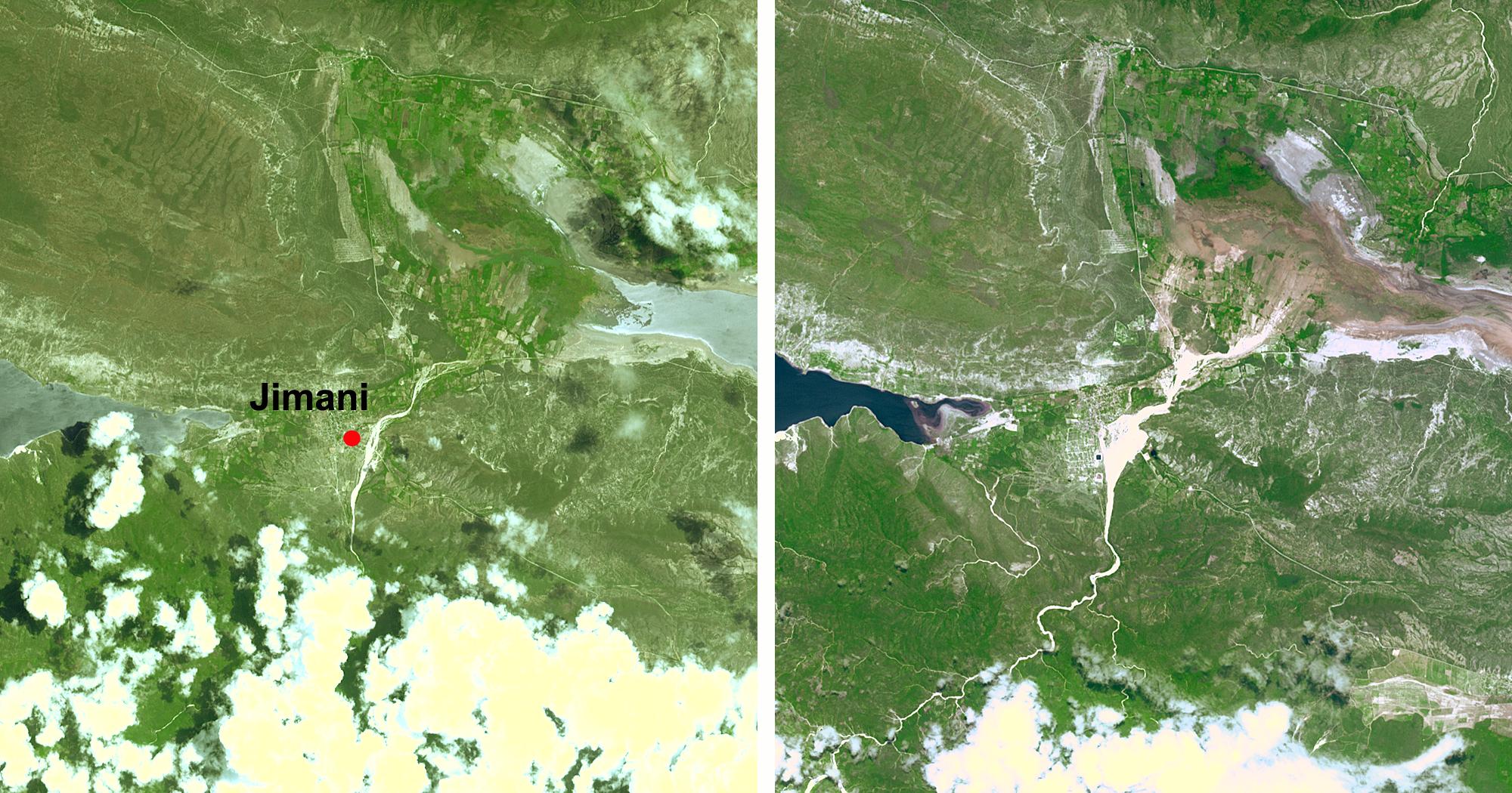 Imagen satelital histórica de inundaciones en República Dominicana (2004); archivo