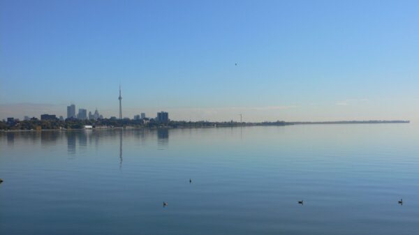 Panorama de Toronto con la Torre CN durante el otoño.